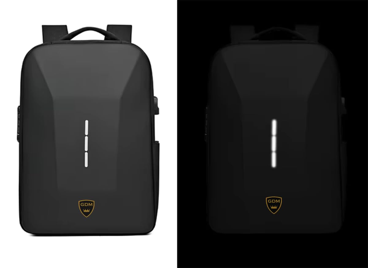 GDM Motorcycle Hard Shell Backpack, Water Resistant Gear Bag, Black