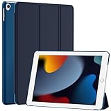 SUPFINE Case for 10.2-Inch iPad 9th Generation 2021/iPad 8th Generation 2020/iPad 7th Generation 2019, Slim Stand Hard PC Translucent Back Shell Smart Case [Auto Sleep/Wake Cover]-Dark Blue