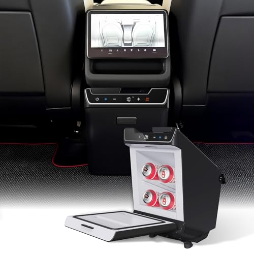 Image of TESCYBERMODS Mini Fridge for TSLA Model Y Juniper 2026, 4L Center Console Cooler Refrigerator 20V/60W Rapid Cooling (21°F~68°F) Model Y Juniper Interior Accessories for Road Trips Mini Fridge