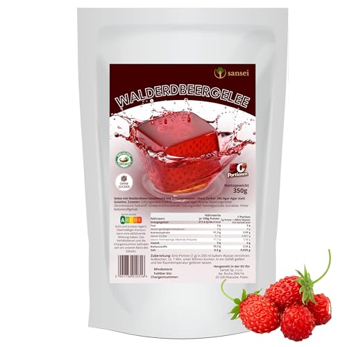 sansei Vegane Götterspeise Zuckerfreie Agar 350g (Waldbeere)