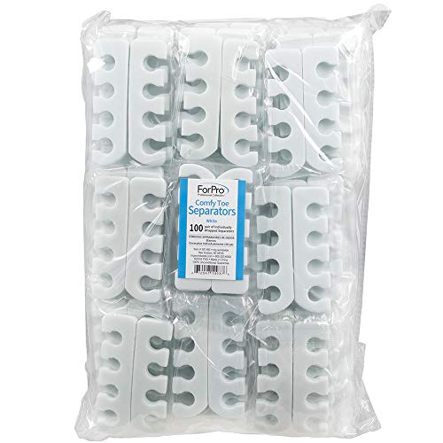 ForPro Comfy Toe Separators, White, Pedicure Toe Separators, 1â€ W x 3.5â€ L, 100-Pairs