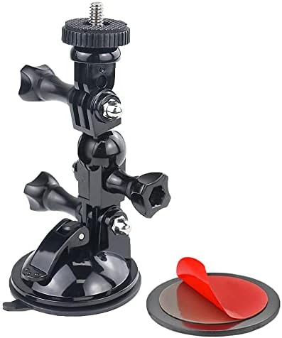 Action Camera Suction Cup Mount with 1/4 Screw, Cuxwill 360°Adjustable Car Windshield Camera Holder (Dia. 60mm) for GoPro Hero 10 9 8 7 6 5 4, DJI Osmo, Sony other Action Camera