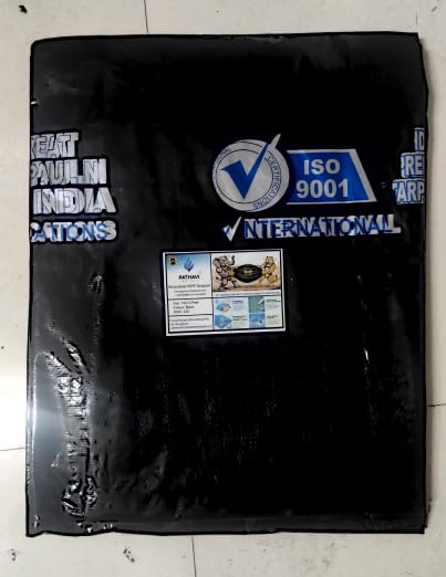Image of Premium 9x6ft Black Tarpaulin, Thadika, 120 GSM Virgin Tharpai Sheet, Heavy Duty Waterproof Tadpatri Cover with Reinforced Eyelets & UV Protection, Ideal for Trucks, Farms, HomeUse, 1 Sheet