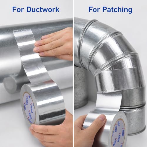 Image of Aluminum Foil Glass Fiber Cloth Tape,Silver,Good for HVAC, Sealing & Patching Hot & Cold Air Ducts, Metal Repair (2IN x 4mil x 99FT)