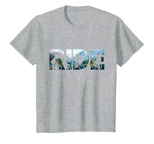 Mountain Bicycle Ride Shirt Cool MTB Downhill Mountain Biker T-Shirt, Youth, Heather Grey, 4T
