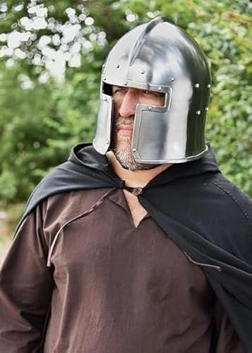 Medieval Italian Barbuta Helmet with Visor – Wearable Knight Armor Replica for LARP, Cosplay