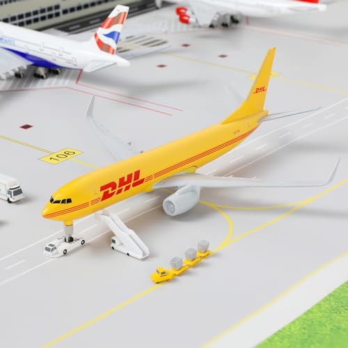Miniatura 3 de Qiyumoke 1 300 737 - Maqueta De Avión De Metal Fundido A Presión 8,3 Pulgadas L Con Soporte Para Dhl 737 Modelo De Avión Para Regalos De Aviación Para Adultos, Avión De Escritorio