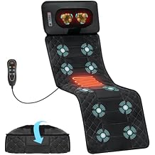 Full Body Massage Mat with Heat Detachable Neck Pillow Vibration Massage Pad with 10 Motors 9 Speeds 9 Modes for Neck Back Pain, Gifts for Men Women at Home Office Use
