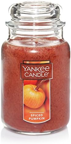 Yankee Candle Spiced Pumpkin Scented, Classic 22oz Large Jar Single Wick Candle, Over 110 Hours of Burn Time