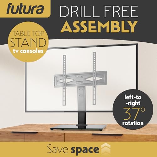 Futura Universal TV Stand, Swivel & Height Adjustable Table TV Stands for 24–60 Inch TVs, Tempered Glass Base Pedestal TV Stand with Bracket, Max VESA 400x400mm, 45kg Load & Cable Management - Image 3