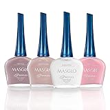 MASGLO Nail Polish Beautiful Set 4 Pcs Favorite Shades of Nude Color - Kit 4 Esmaltes Colores 0.5 Fl. Oz.
