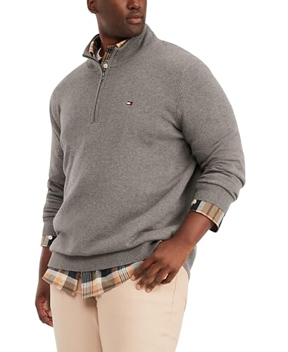 Image of Tommy Hilfiger Men's Long Sleeve Cotton Quarter Zip Pullover Sweater