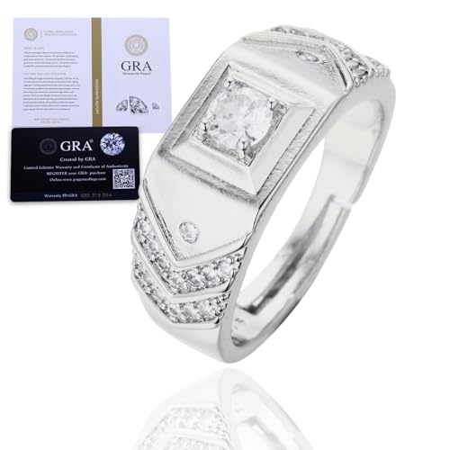 AFFASCINANTE PIETRA DI MOISSANITE: Adornato con una splendida pietra di moissanite da 1 carato in colore D, accompagnata da un certificato di 1,0 ct, questo anello emana brillantezza e fascino, rendendolo il perfetto pezzo distintivo per occasioni speciali