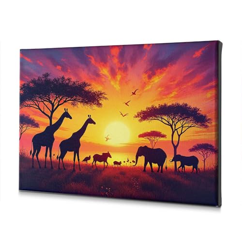 Toile pour salle de bain savane au coucher du soleil chaleureux