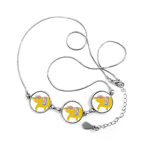 Collier éléphant jaune de Thaïlande pendentif rond pour look évasion