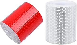 YiYFiT Red & White Reflective Tape,2pcs 5cm*3m Self-Adhesive Safety Tape,High Visibility Security Marking Tape for Bicycles Clothing Helmets Vehicles Safety Gift