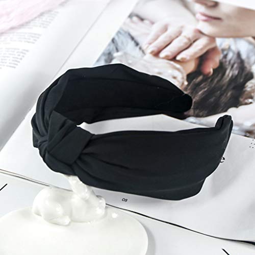 Mhdgg 1Pcs Knotted Headbands For Women Turban Headbands For Women Wide Headbands For Women Knot Headband Solid Colors Hair Knotted Hair Band For Women Headwear,Black #TOP6