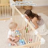 Laufgitter Baby aus massivem Kiefernholz – Baby Gitter Laufstall mit Tür – Klicksystem – Schneller Aufbau 20 Min – 120x160/140x140cm