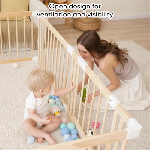 Laufgitter Baby aus massivem Kiefernholz – Baby Gitter Laufstall mit Tür – Klicksystem – Schneller Aufbau 20 Min – 120x160/140x140cm