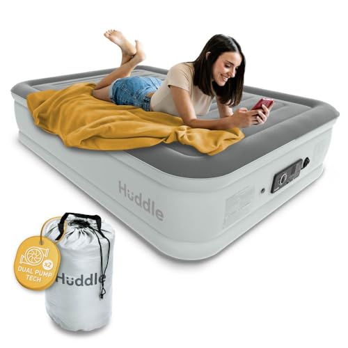 Huddle® Luxury Double Air Bed with Patented Dual Pump SlumberGuard™ Premium Technology | Inflatable Mattress with built-in pump | Comfortable Inflatable Mattress | Airbed sizes Single, Double, King Huddle® Luxury Double Air Bed with Patented Dual Pump SlumberGuard™ Premium Technology | Inflatable Mattress with built-in pump | Comfortable Inflatable Mattress | Airbed sizes Single, Double, King
