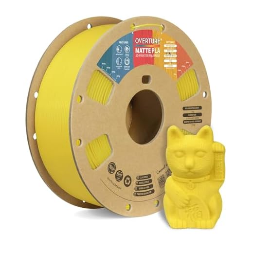 OVERTURE Matte PLA 3D Printer Filament 1.75mm, Matt Surface & Low Warping Filament 1kg Spool (2.2 lbs), Accuracy +/- 0.02 mm, Fit Most FDM Printers (Matte Yellow)