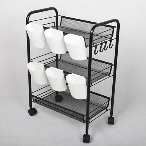 4Pcs Hanging Cup Holder,Rolling Cart Accessories Utility cart Accessories Hanging Bins,Hanging Flower Pots,Space Saver,Storage Bucket Desktop Container,Make Up Pencil Holder(Black) - Image 4