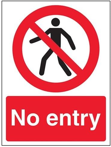 VSafety No Entry Pedestrian Prohibition Sign - Portrait - 150mm x 200mm - 1mm Rigid Plastic