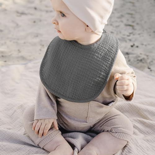 Image of Konssy 8-Pack Muslin Baby Bibs, Adjustable Fit for Drooling and Teething