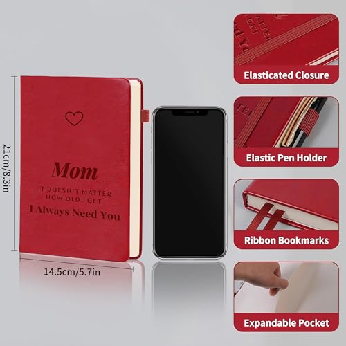 Journal ligné en cuir A5 pour maman | Carnet 200 pages 100g