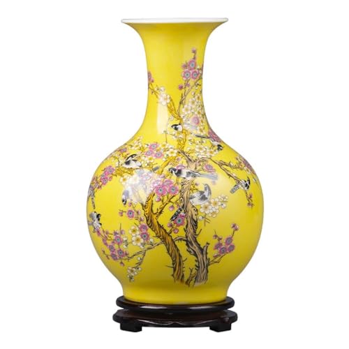 Vase en céramique jaune rétro chic pour meuble TV - 2