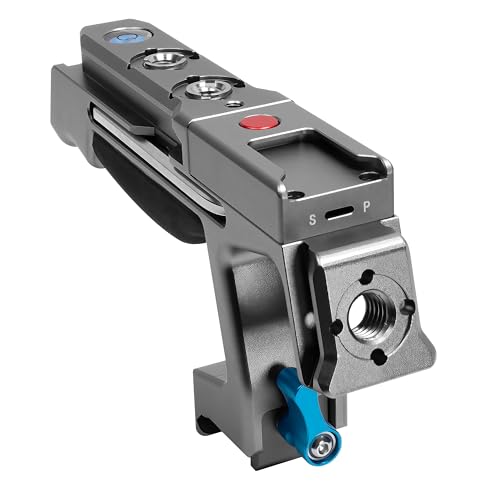 Image of KONDOR BLUE Talon XL NATO Top Handle with REC Trigger for Camera Cages, Dual NATO Rail, 3 /8-16 ARRI-Style Mounts, Cold Shoe Slots, Remote REC Button, Ergonomic Grip, Bubble Level, Gray