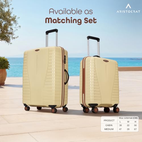 Image of Aristocrat Airpro-Max Set of 2 Cabin & Medium Size Trolley Bags, Lightweight Polypropylene Case Luggage, 8 Wheels, Combination Lock, Travel-Friendly, 3-Yr International Warranty, Mojave Desert