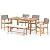 Tangkula 6 Piece Patio Dining Set for 5-6 People, 63” Outdoor Acacia Wood Table with 1.97” Umbrella Hole & Bench & 4 Cushioned Armchairs, for Deck Yard and Poolside
