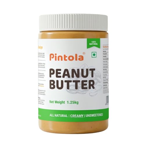 Image of Pintola All Natural Peanut Butter Creamy 1.25kg | Smooth | Unsweetened | 30g Protein | Gluten & Cholesterol Free, Vegan Peanut Butter, Nut Butter, High in Protein Spread, 100% Pure Roasted peanuts butter