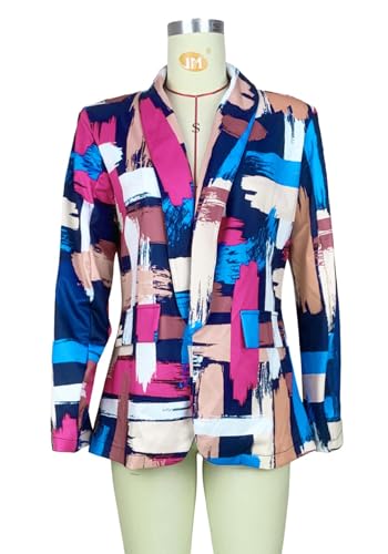 HuiSiFang Women's Printed Blazer Jacket Long Sleeve Open Front Casual Multicolor Print Top3