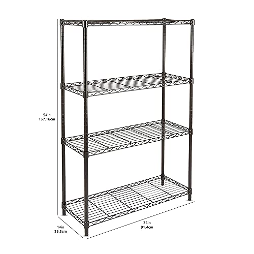 Amazon Basics 4-Shelf Adjustable, Heavy Duty Storage Shelving Unit (350 lbs loading capacity per shelf), Steel Organizer Wire Rack, Black (36L x 14W x 54H) - Image 5