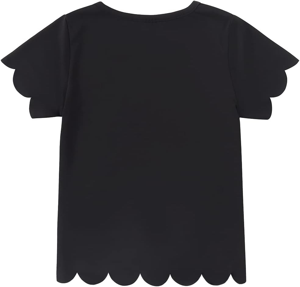Noomelfish Girls Short Sleeve Scalloped Edge T-Shirts Casual Cute Summer Tee Tops Blouse (5-12 Years) - Image 2