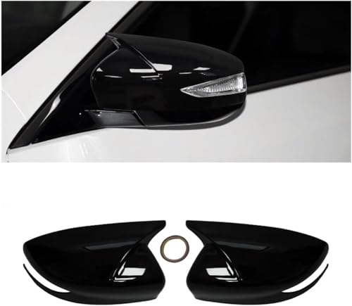 Image of KMH Batman Style Car Mirror Caps Covers Compatible with Hyundai New Creta 2020-2024, Car Accessories (Gloss Black) Set of 2 Pcs