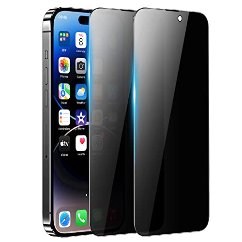 BENKS 2 Pack Privacy Screen Protector for iPhone 14 Pro Max Anti-Spy Tempered Glass Film Full Coverage 9H Hardness Case Friendly Easy Installation Bubble Free 3D Touch Support [6.7 inch]