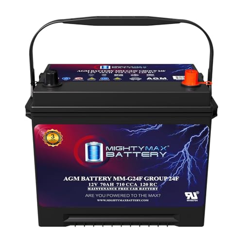 Mighty Max Battery MM-G24F Start and Stop Car BCI Group Size 24F 12V 70Ah, 120RC, 710 CCA Rechargeable AGM Car battery
