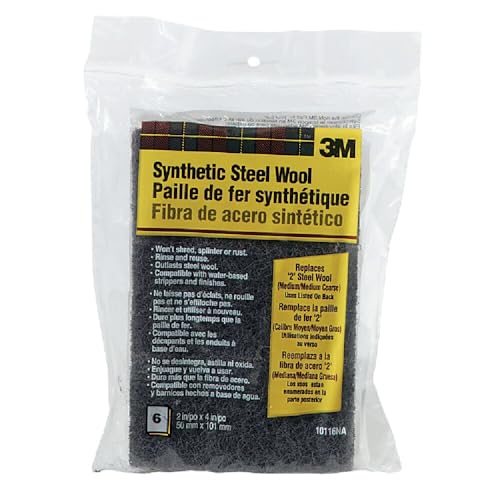 3M Synthetic Steel Wool Pads, #2 Medium, 6-Pads