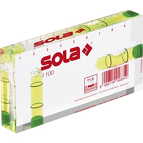 SOLA Small Spirit Level R100 Dimensions 100 x 50 x 15 mm, Clear - Image 2