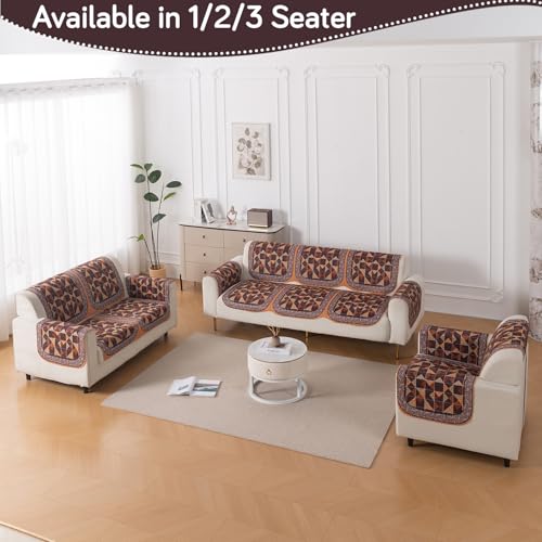 Image of HOKIPO HeavenHue Sofa Cover 3 Seater for Seat & Back, Rustic Mosaic