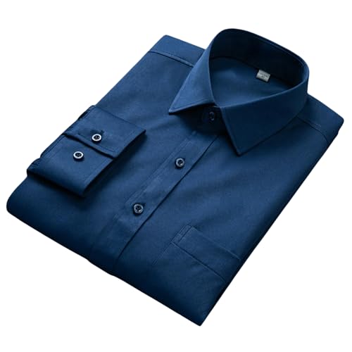 Camisa de manga larga de algodón premium a rayas de caballero con cuello cuadrado sutil