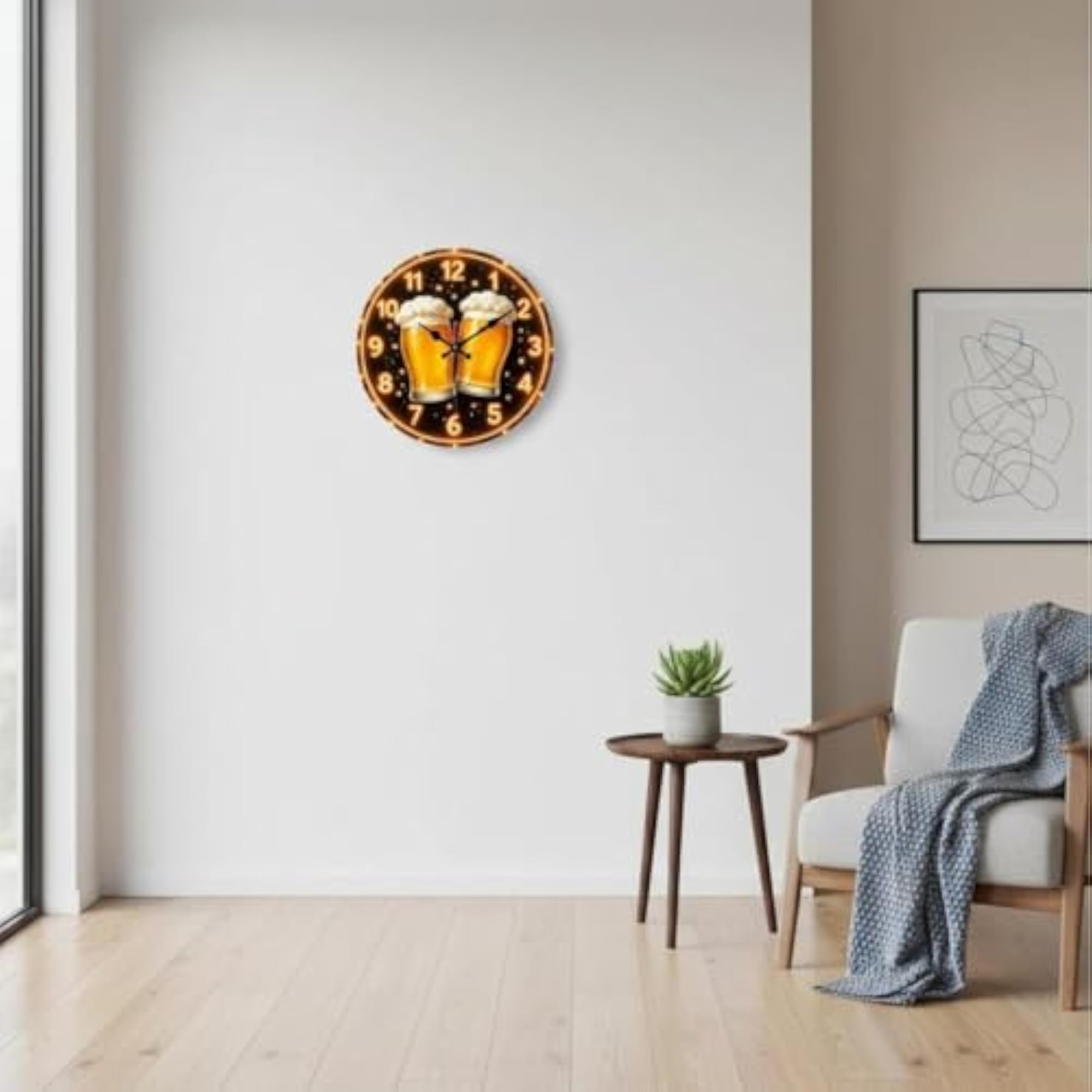 Beer Mug Wall Clock Noiseless for Pub and Game Room
