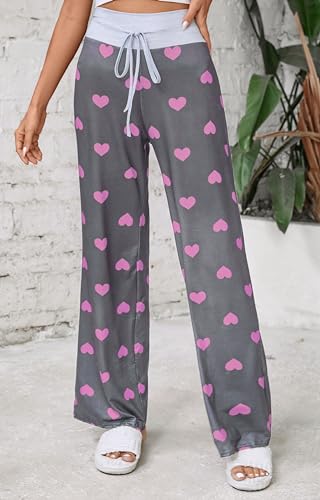 Image of Women Pajama Pants Comfy Lounge Wide Leg Casual Stretch Palazzo Drawstring Pj Bottoms Pants S-3XL