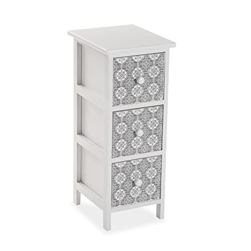 Versa Benno Mueble para el Baño Auxiliar, Cajonera con 3 cajones para almacenaje, Medidas (Al x L x An) 62 x 25 x 29 cm, Madera, Color Blanco y gris Cover