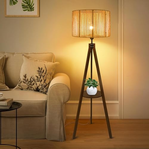 Zecoxol Boho Lamp Shades,Small Lamp Shades For Table Lamps,Wicker Drum Bell Lamp Shade For Floor Lamps,Vintage Rattan Lampshade For Hanging Lamp,Wall Sconce thumb #1