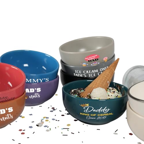 asrincodesigns Ceramic Ice Cream Bowl, Personalized Dad's Sundae Bowl, Snack Bowls, Funny Dad Birthday Gifts, Ceramic Ice Cream Dish, Custom Gifts for Mom