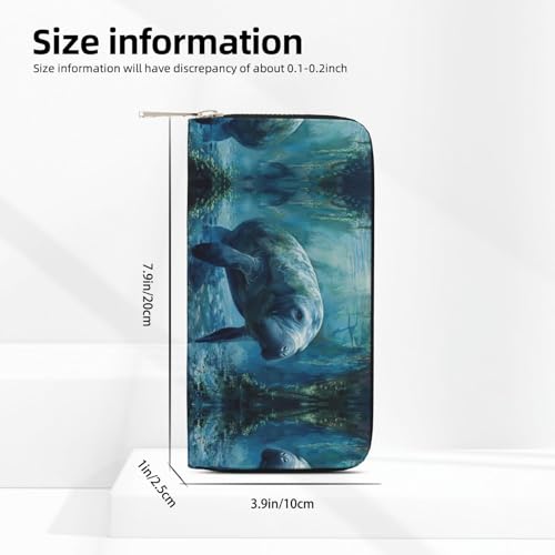 Manatee Animals Print Womens Wallet, Ladies Credit Card Holder, Phone Wallet Purses, Long Clutch Hand Bag4
